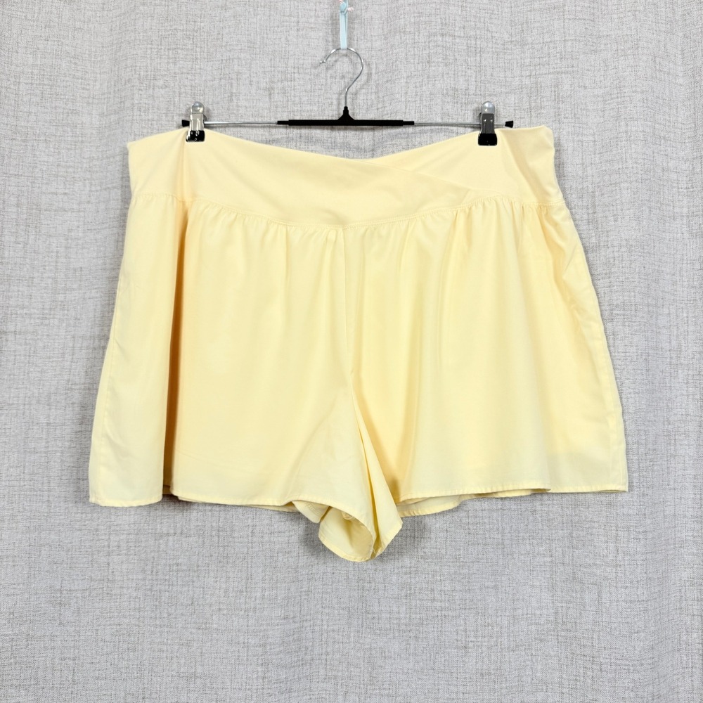 Seeking Sunsets Butter Yellow Athletic Skort Shorts Crossover Waist Plus Size 3X